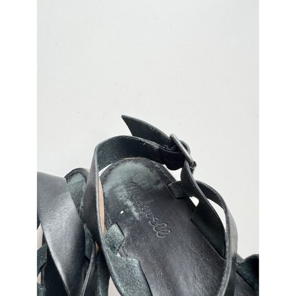 MADEWELL Boardwalk Black Leather Multi-Strap Slingback Sandals, Size 6 - Picture 5 of 11